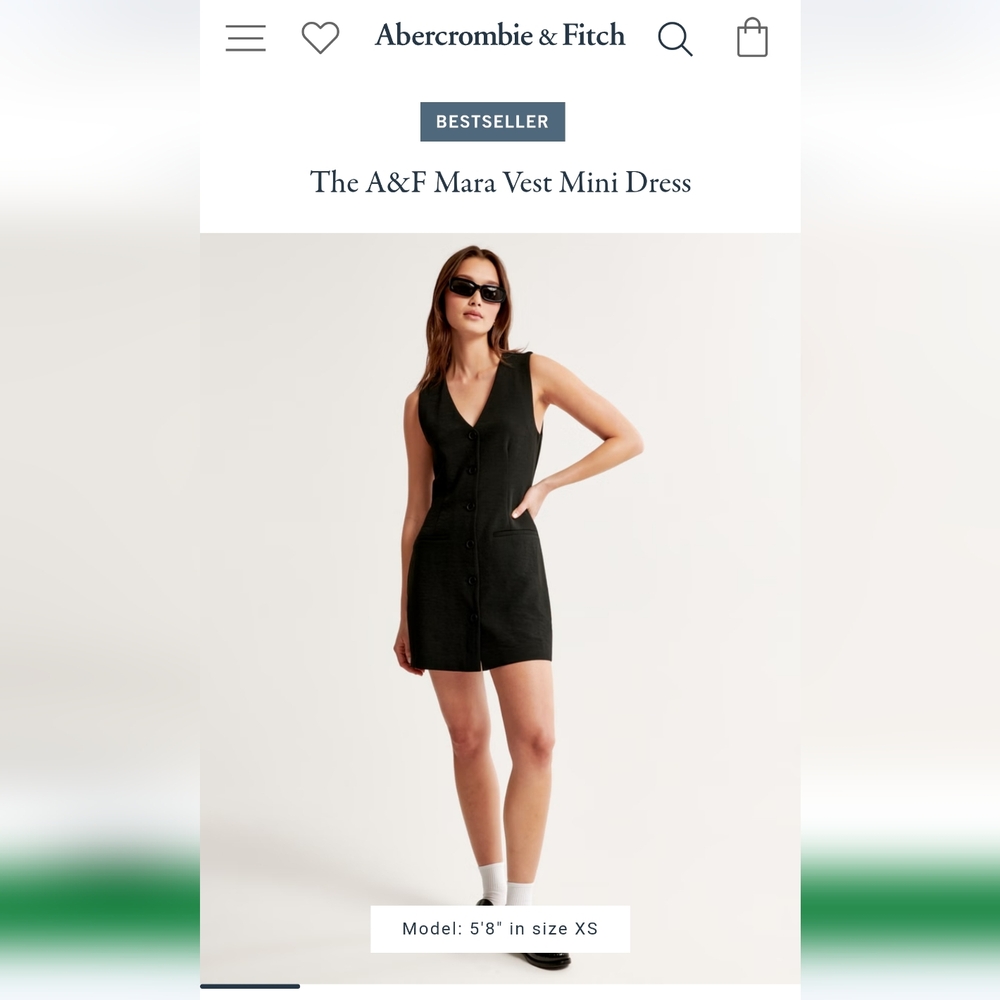 Abercrombie & Fitch, XS Black Mara Vest Mini Dress